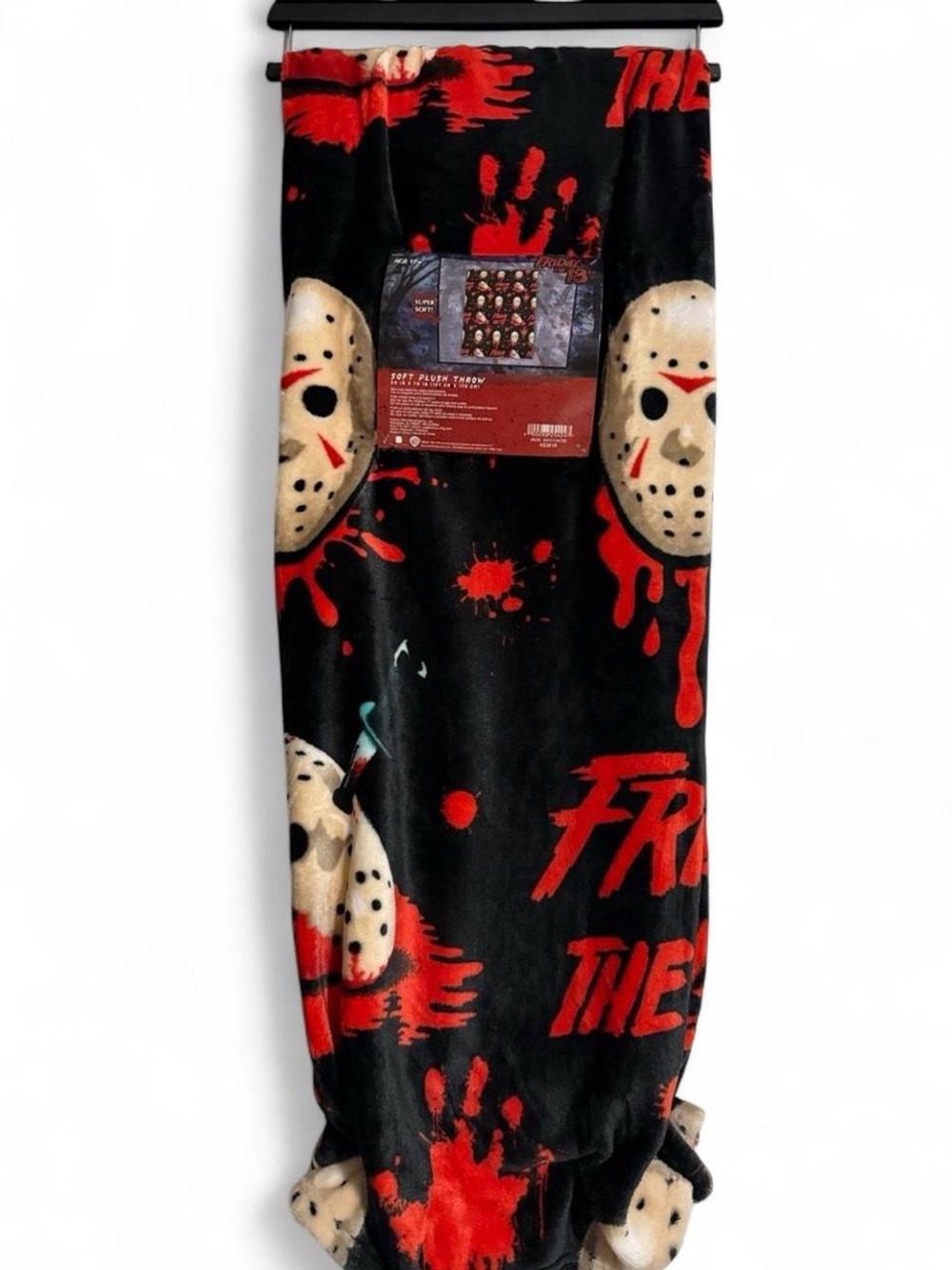 Friday the 13th Jason Plush Throw Blanket - Black & Red